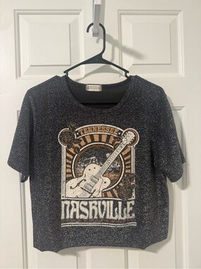 Altar'd State Black Cropped Nashville Guitar Graphic Tee